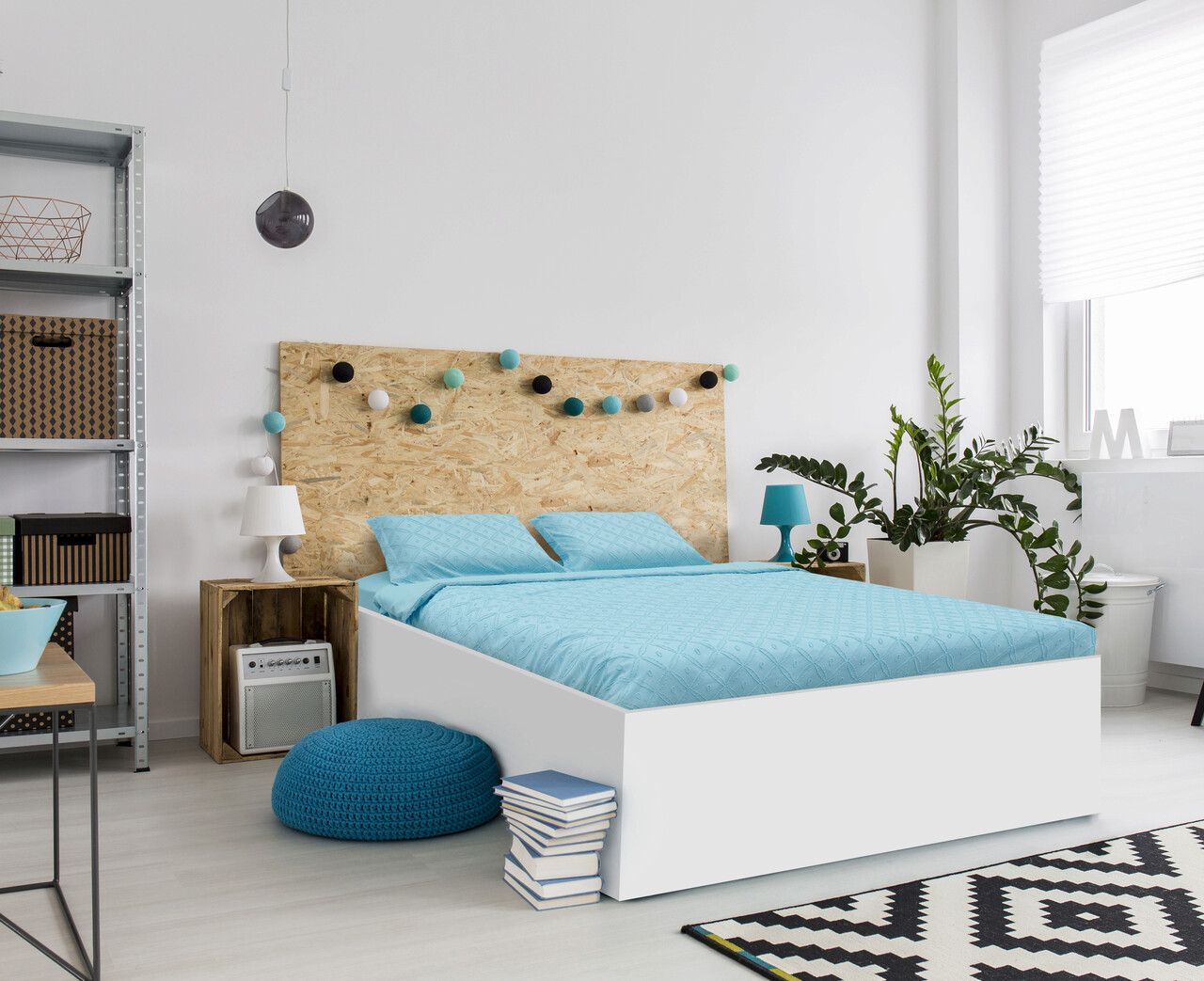 Lenjerie de pat dubla King Size cu broderie Tuffata, Heinner Home, 220x240 cm, microfibra 100 GSM, albastru - imagine 6